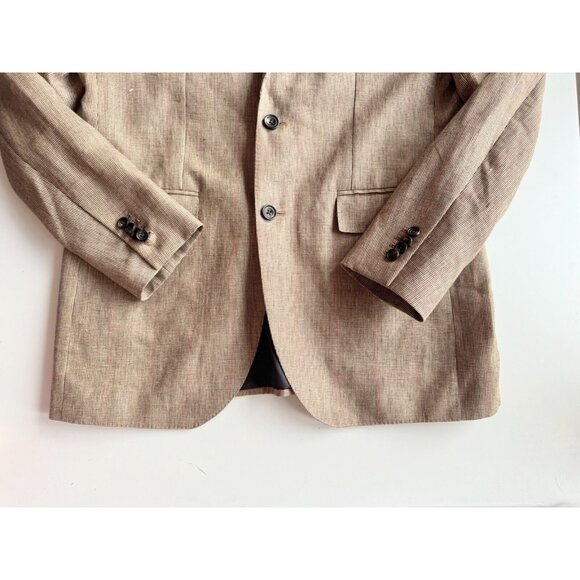 Men's CLUB MONACO Grant Fit Brown Wool Linen Blend Sport Coat Blazer, Size 42L - Picture 8 of 16